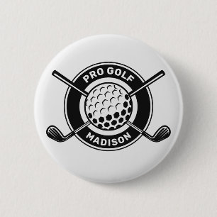 Badge Rond 5 Cm Nom personnalisé et golf de texte