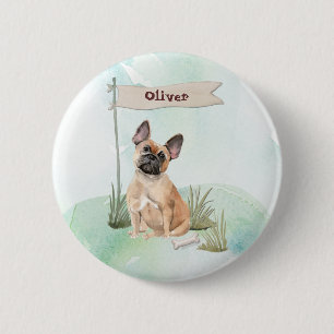 Badge Rond 5 Cm Nom personnalisé French Bulldog Pet Doigt