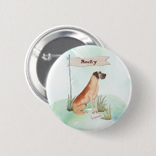 Badge Rond 5 Cm Nom personnalisé Great Dane Pet Chien