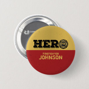 Badge Rond 5 Cm Nom personnalisé, héros du pompier