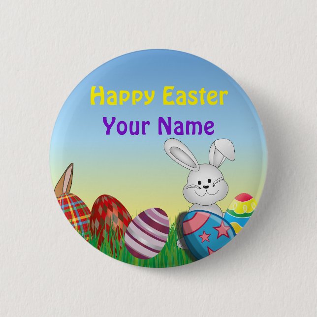 Badge Rond 5 Cm Nom personnalisé joli Pâques Pinback (Devant)