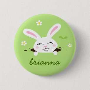 Badge Rond 5 Cm Nom personnalisé par lapin mignon