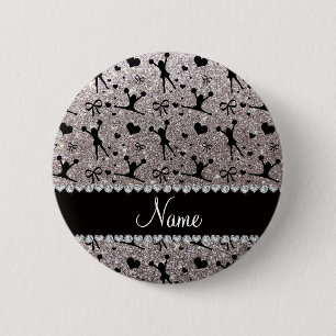 Badge Rond 5 Cm Nom personnalisé parties scintillant argent guerri