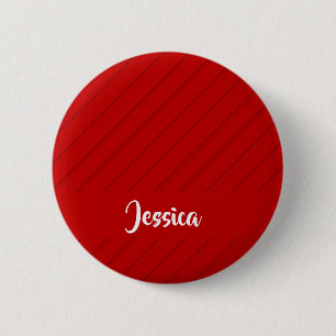 Badge Rond 5 Cm Nom personnalisé rouge diagonale plastique texturé
