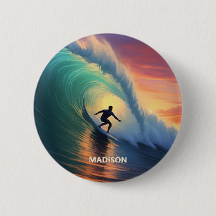 Badge Rond 5 Cm Nom personnalisé Surf