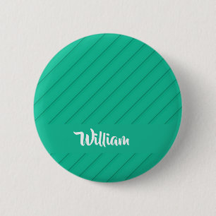 Badge Rond 5 Cm Nom personnalisé vert diagonale plastique texturé