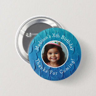Badge Rond 5 Cm Nom photo personnalisé Mermaid Thème Anniversaire 