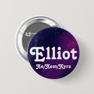Badge Rond 5 Cm Nom ___ + Pronounounours Galaxie personnalisable