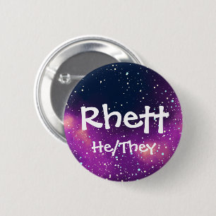 Badge Rond 5 Cm Nom ___ + Pronounounours Galaxie personnalisable