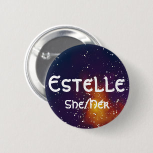 Badge Rond 5 Cm Nom ___ + Pronounounours Galaxie personnalisable