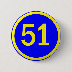 Badge Rond 5 Cm nombre, 51, en cercle