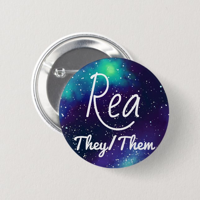Badge Rond 5 Cm _nommé + Galaxie personnalisable de pronoms (Devant & derrière)