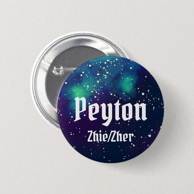 Badge Rond 5 Cm _nommé + Galaxie personnalisable de pronoms (Devant & derrière)