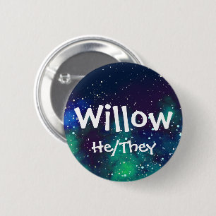 Badge Rond 5 Cm _nommé + Galaxie personnalisable de pronoms