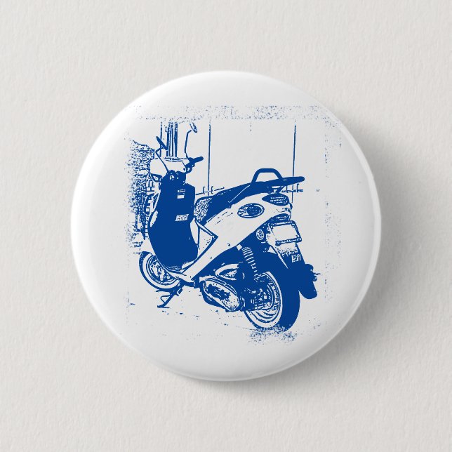 Badge Rond 5 Cm Non scooter bleu d'ami d'habillement (Devant)