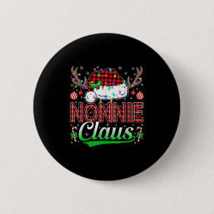 Badge Rond 5 Cm Nonnie Claus Lumières de Noël Famille assortie Xma