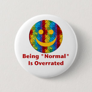 Badge Rond 5 Cm Normale surestimée (rouge/autisme)