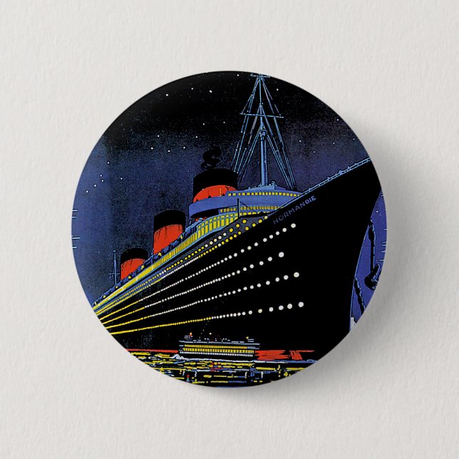 Badge Rond 5 Cm Normandie à la nuit (Devant)