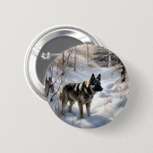 Badge Rond 5 Cm Norvégien Elkhat Laisser Neige Noël