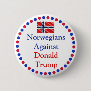 Badge Rond 5 Cm Norvégiens contre Donald Trump Button