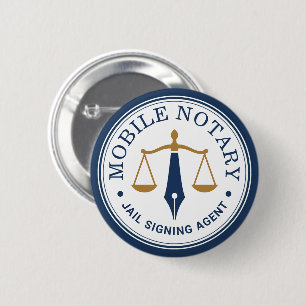 Badge Rond 5 Cm Notaire mobile personnalisé Signature légale Bleu 