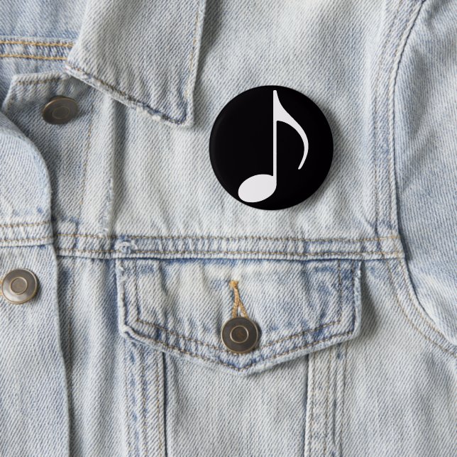 Badge Rond 5 Cm Note musicale ~ Noir (En situation)