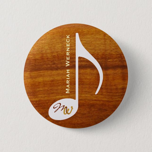 Badge Rond 5 Cm note musicale personnalisée sur bois (Devant)