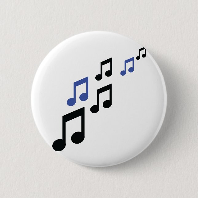 Badge Rond 5 Cm notes de musique noire bleue (Devant)