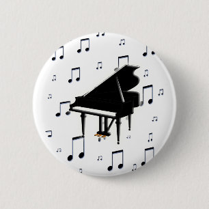 Badge Rond 5 Cm Notes de piano à queue et de musique