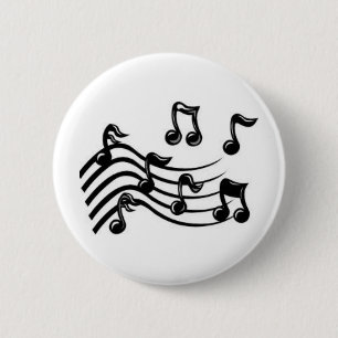 Badge Rond 5 Cm notes musicales noires