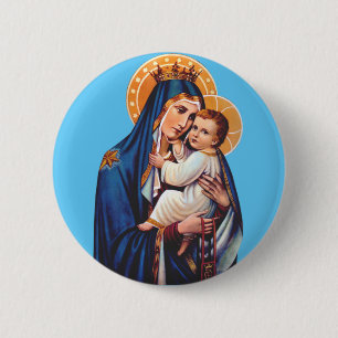 Badge Rond 5 Cm Notre-Dame du Mont-Carmel Art dévotionnel