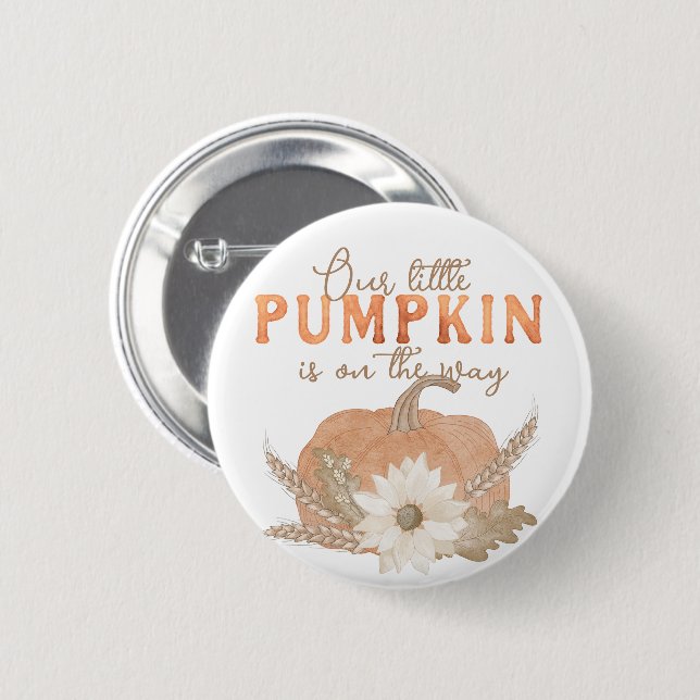 Badge Rond 5 Cm Notre petit Citrouille - Orange (Devant & derrière)
