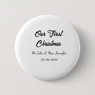 Badge Rond 5 Cm Notre premier Noël, M. et Mme, nom du couple date