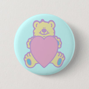 Badge Rond 5 Cm Nounours Teddy Bear Love Heart