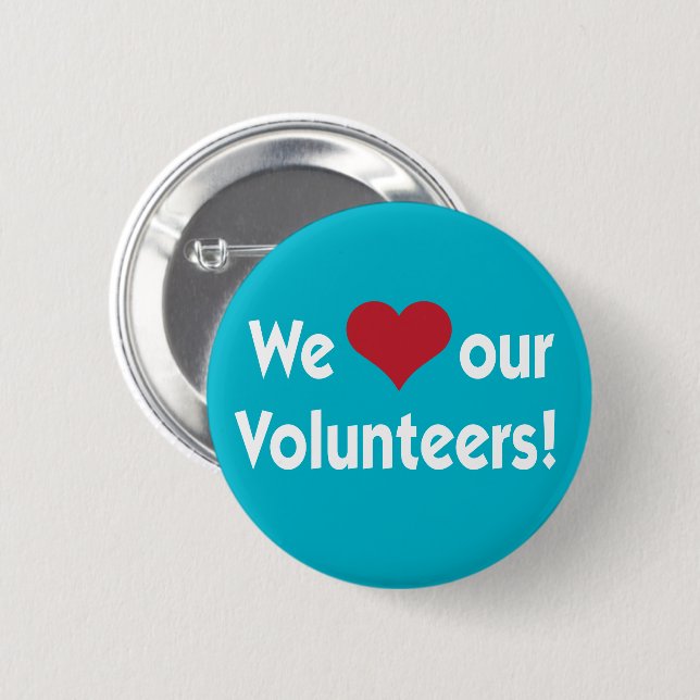Badge Rond 5 Cm Nous aimons nos bénévoles Bouton Coeur (Devant & derrière)