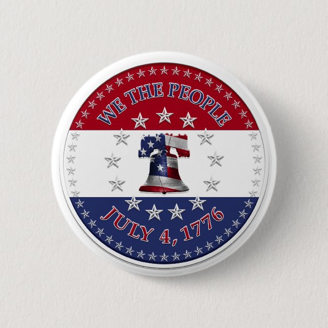Badge Rond 5 Cm Nous le peuple 4 juillet 1776 Cloche avec 13 et 50 (Devant)