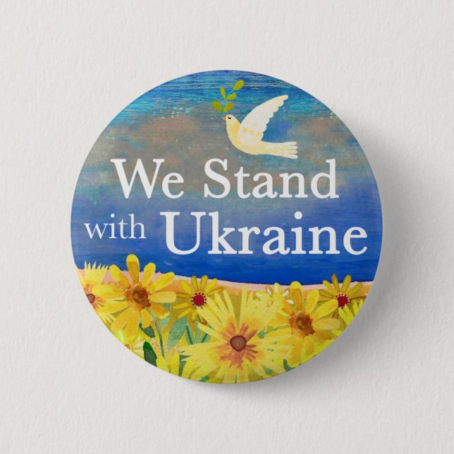 Badge Rond 5 Cm NOUS SOMMES AVEC LE Bouton UKRAINE (Devant)