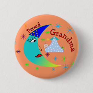 Badge Rond 5 Cm Nouveau bébé de grand-maman fière