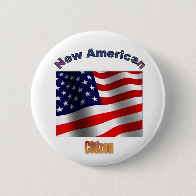 Badge Rond 5 Cm "Nouveau citoyen américain " (Devant)
