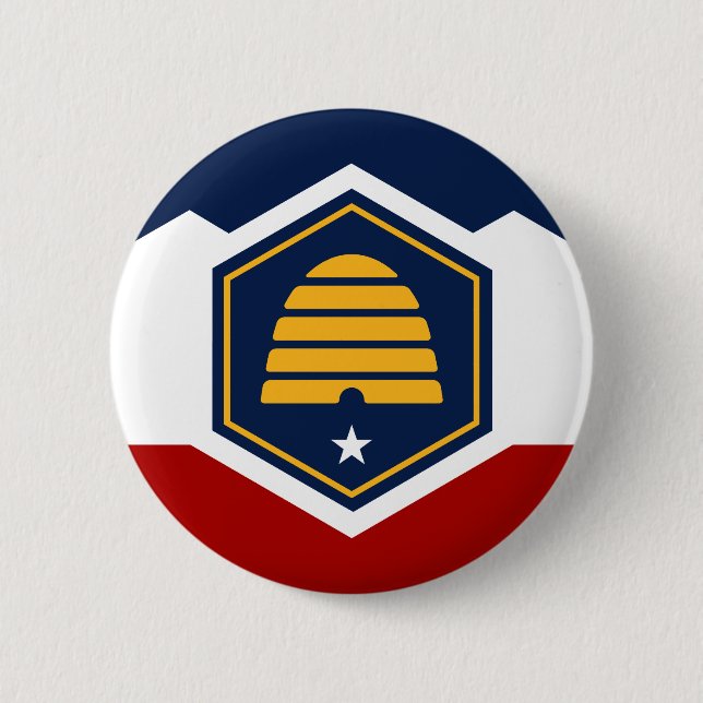 Badge Rond 5 Cm Nouveau drapeau de l'État de l'Utah (Devant)