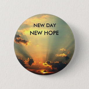 Badge Rond 5 Cm NOUVEAU JOUR, NOUVEAU Bouton ESPOIR