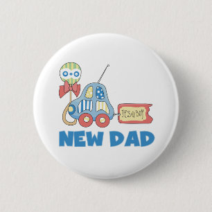 Badge Rond 5 Cm Nouveau papa de voiture c'est un garçon