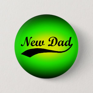 Badge Rond 5 Cm Nouveau papa, vert au néon/noir