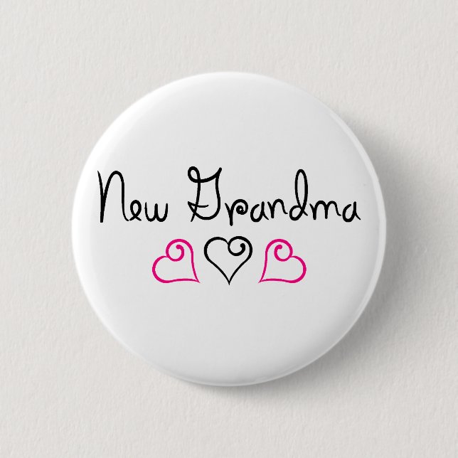 Badge Rond 5 Cm Nouveaux coeurs de noir de rose de grand-maman (Devant)