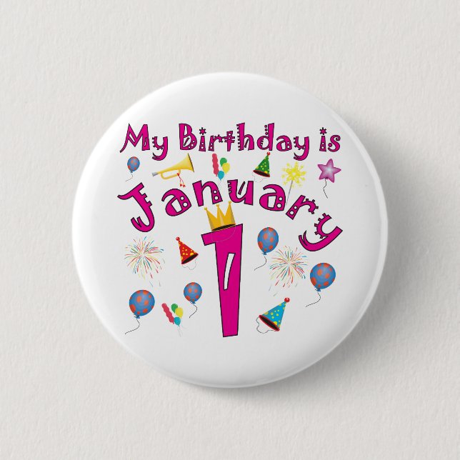 Badge Rond 5 Cm Nouvelle année anniversaire du 1er janvier (Devant)