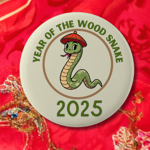 Badge Rond 5 Cm Nouvelle année du serpent Signe du zodiaque lunair