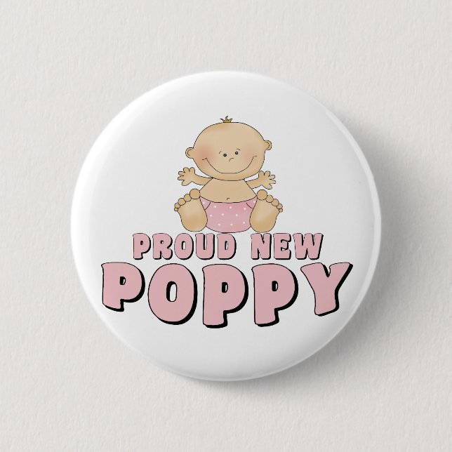 Badge Rond 5 Cm NOUVELLE fille FIÈRE de pavot (Devant)