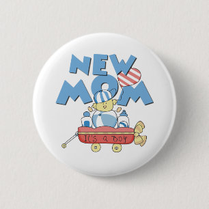 Badge Rond 5 Cm Nouvelle maman de chariot c'est un garçon