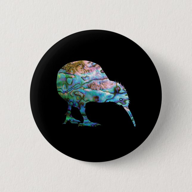 BADGE ROND 5 CM NOUVELLE-ZÉLANDE KIWI PAUA (Devant)