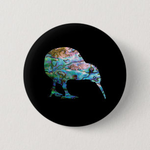 BADGE ROND 5 CM NOUVELLE-ZÉLANDE KIWI PAUA